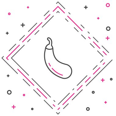 Patlıcan çizgi simgesi beyaz arkaplanda izole edildi. Renkli taslak konsepti. Vektör.