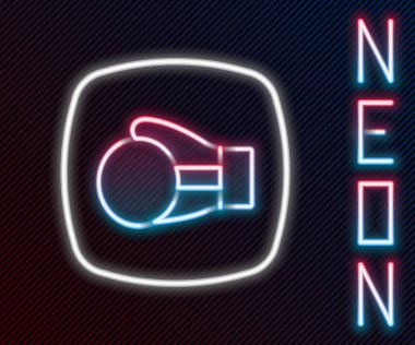 Parlayan neon hattı boks eldiveni simgesi siyah arkaplanda izole edildi. Renkli taslak konsepti. Vektör.