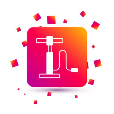 Beyaz Araba hava pompası ikonu beyaz arka planda izole edildi. Kare renk düğmesi. Vektör.