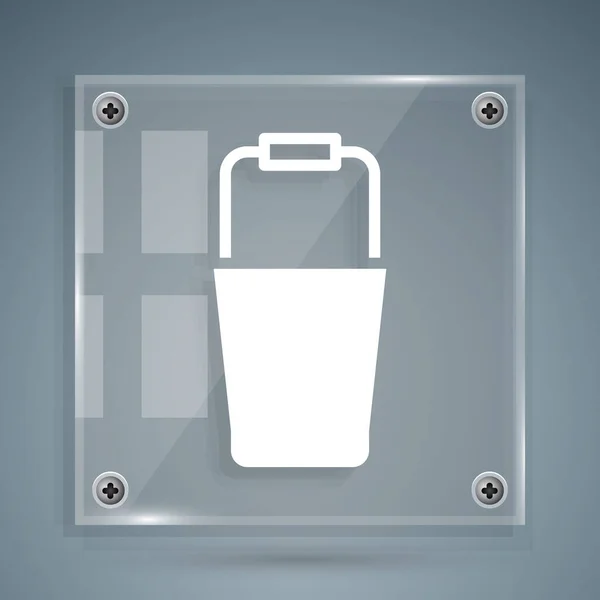 White Sauna Bucket Icon Isolated Grey Background Square Glass Panels — Image vectorielle