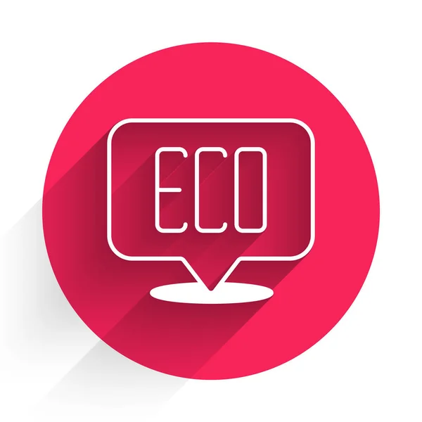 White Leaf Eco 아이콘은 그림자 분리되어 친환경 스티커 동그라미 Vector — 스톡 벡터