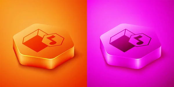 Isometrisches Nft Digital Crypto Art Icon Isoliert Auf Orangefarbenem Und — Stockvektor