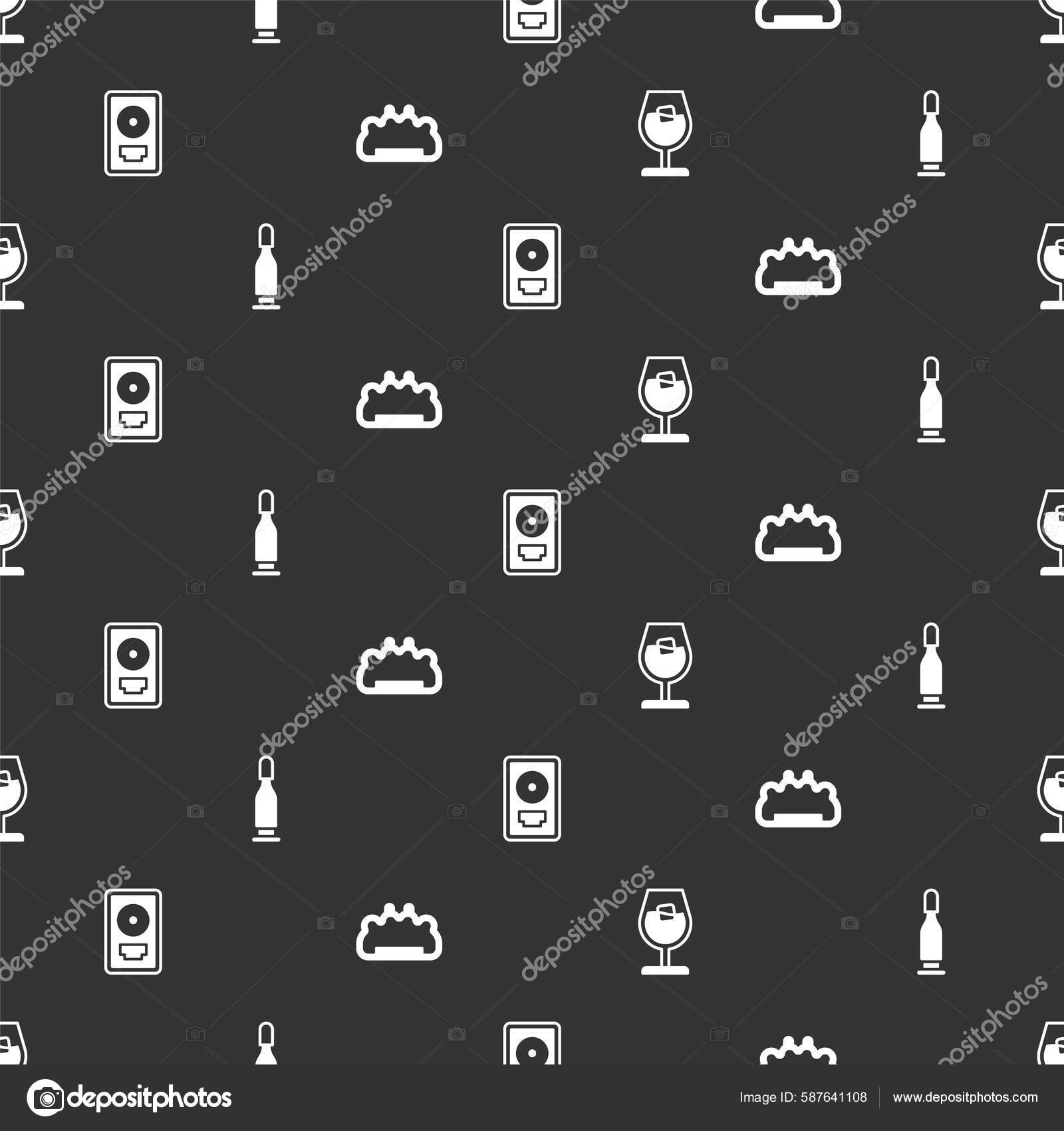 Set Wine Glass Bullet Disk Award Frame Brass Knuckles Seamless vector