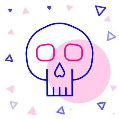 Kafatası çizgi simgesi beyaz arkaplanda izole edildi. Renkli taslak konsepti. Vektör.