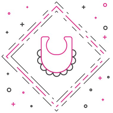 Çizgi Bebek önlüğü simgesi beyaz arkaplanda izole edildi. Renkli taslak konsepti. Vektör.