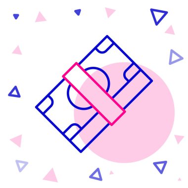 Line Stacks kağıt para para ikonu beyaz arka planda izole. Para desteleri. Para birimi. Renkli taslak konsepti. Vektör.