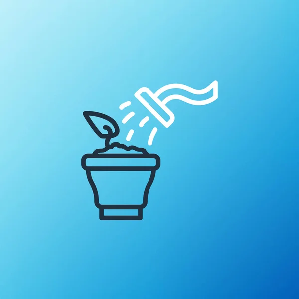 Line Spraying House Plant Spray Gun Icon Isolated Blue Background — Image vectorielle