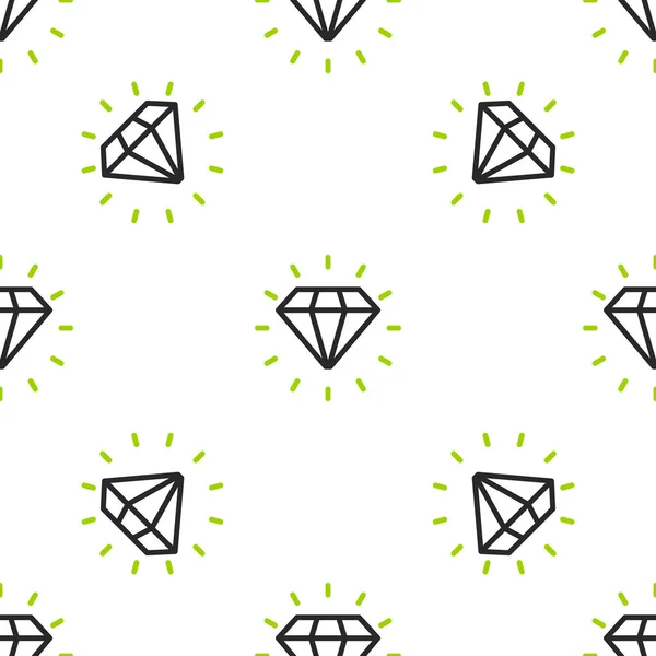Line Diamond Icon Isolated Seamless Pattern White Background Jewelry Symbol — Vector de stock