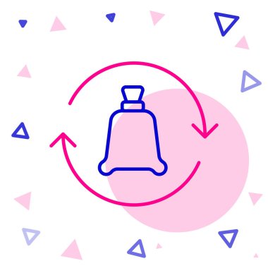 Beyaz arkaplanda geri dönüşüm sembolü olan çöp torbası. Çöp kutusu simgesi. Geri dönüşüm sepeti işareti. Renkli taslak konsepti. Vektör.