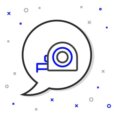 Çizgi Rulet inşaat ikonu beyaz arkaplanda izole edildi. Mezura ölçüm sembolü. Renkli taslak konsepti. Vektör.