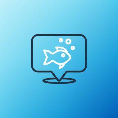 Hat Balığı simgesi mavi arkaplanda izole edildi. Renkli taslak konsepti. Vektör.