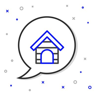 Line Dog House simgesi beyaz arkaplanda izole edildi. Köpek kulübesi. Renkli taslak konsepti. Vektör.