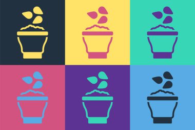 Arkaplanda izole edilmiş kase simgesindeki Pop Art Seeds. Vektör.