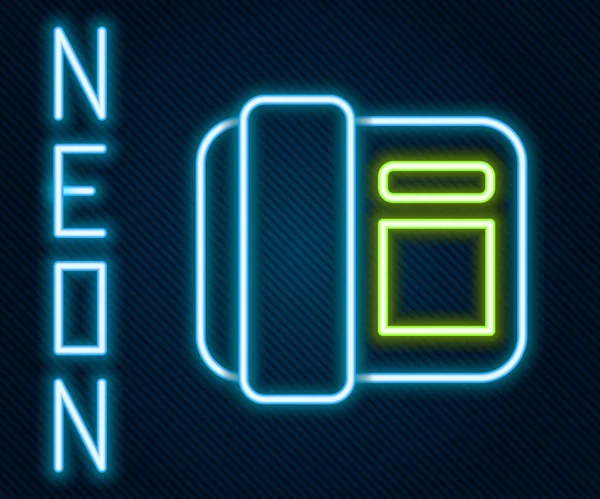 Glödande Neon Line Telefon Telefon Telefon Telefon Ikonen Isolerad Svart — Stock vektor