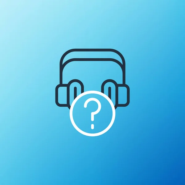 Ακουστικά Γραμμής Εικονίδιο Ερωτήσεων Που Απομονώνονται Μπλε Φόντο Υποστήριξη Εξυπηρέτησης — Διανυσματικό Αρχείο