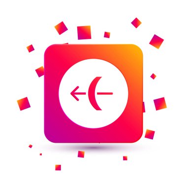 Beyaz Yay burcu simgesi beyaz arka planda izole edilmiş. Astrolojik yıldız falı koleksiyonu. Kare renk düğmesi. Vektör.