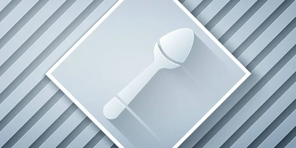 Papel Cortado Icono Cucharadita Aislado Sobre Fondo Gris Utensil Cocina — Archivo Imágenes Vectoriales