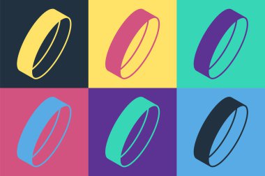 Pop Art Gold yüzük simgesi renk arkaplanda izole edildi. Vektör.