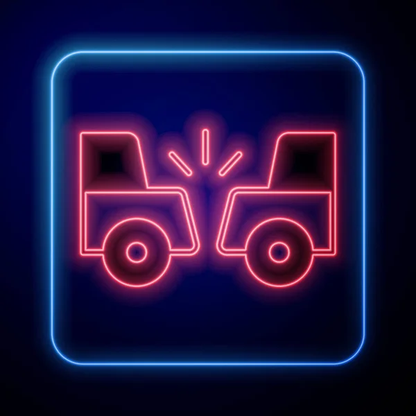 Glowing Neon Car Accident Icon Isolated Black Background Auto Accident — 스톡 벡터