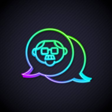 Parlayan neon hattı büyükbaba simgesi siyah arka planda izole edildi. Vektör.