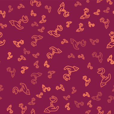 Kahverengi çizgi Caduceus yılan tıbbi sembolü simgesi kırmızı arka planda izole edilmiş kusursuz desen. İlaç ve sağlık hizmetleri. Eczane, ilaç, eczane amblemi. Vektör.