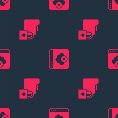 Dizini ayarla, kilitle ve arızalı bulut deposunu kusursuz desen olarak ayarla. Vektör.