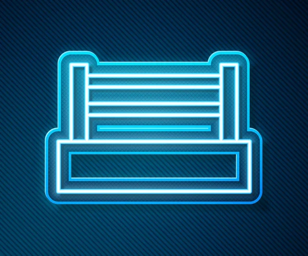 Leuchtende Neon Linie Boxring Symbol Isoliert Auf Blauem Hintergrund Vektor — Stockvektor