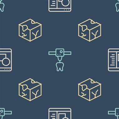 Hat 3 boyutlu yazıcı yazılımı, Isometric küp ve dişleri pürüzsüz kalıpta ayarla. Vektör.