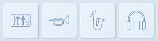 Réglage Régulateur Mixeur Sonore Saxophone Instrument Musique Trompette Écouteurs Bouton — Image vectorielle