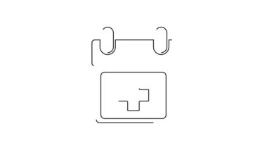 Siyah çizgi Doktor randevu simgesi beyaz arkaplanda izole edildi. Takvim, planlama kurulu, ajanda, danışman doktor. 4K Video hareketli grafik canlandırması.