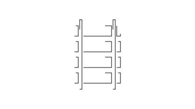 Siyah hat Demiryolu, beyaz arka planda izole edilmiş demiryolu ikonu. 4K Video hareketli grafik canlandırması.