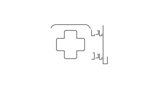 Siyah Çizgi Hastane Tabela Simgesi Beyaz Arka Planda Izole Edildi — Stok video