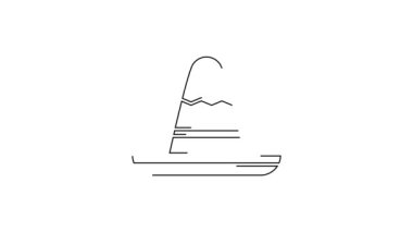 Siyah çizgi Geleneksel Meksika sombrero şapka ikonu beyaz arka planda izole edildi. 4K Video hareketli grafik canlandırması.