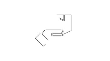 Beyaz zemin üzerinde karton kutular ikonu olan siyah çizgi teslimat eli. Kuryeyle kapı kapı dolaşacağız. 4K Video hareketli grafik canlandırması.