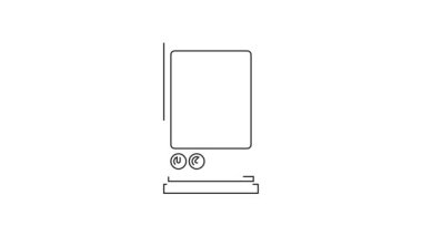 Siyah çizgi ses yardımcısı simgesi beyaz arkaplanda izole edildi. Ses kontrol arayüzü akıllı hoparlör. 4K Video hareketli grafik canlandırması.