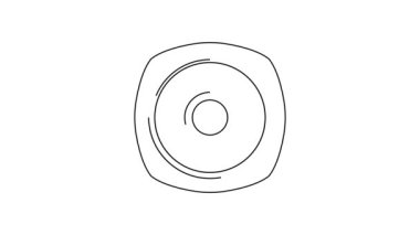 Siyah çizgi Stereo hoparlör simgesi beyaz arkaplanda izole edildi. Ses sistemi hoparlörleri. Müzik ikonu. Müzikal sütun hoparlörü. 4K Video hareketli grafik canlandırması.