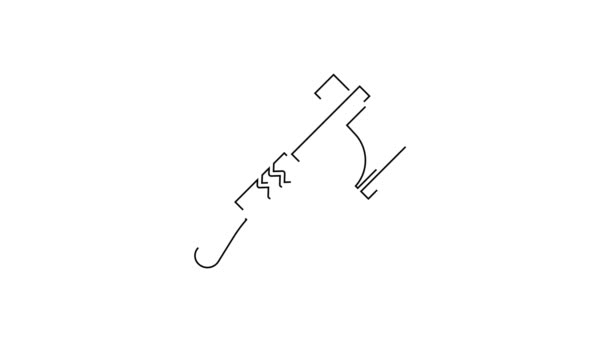 Чорна Лінія Індіанська Томагавк Сокира Ізольована Білому Тлі Відеографічна Анімація — стокове відео