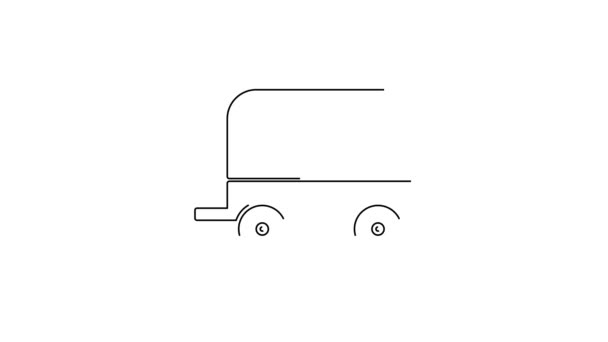 Black Line Wild West Covered Wagon Icon Isolated White Background — Stock Video