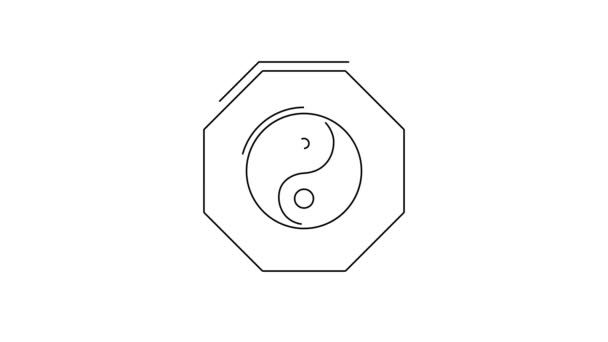 Svart Linje Yin Yang Symbol För Harmoni Och Balans Ikon — Stockvideo