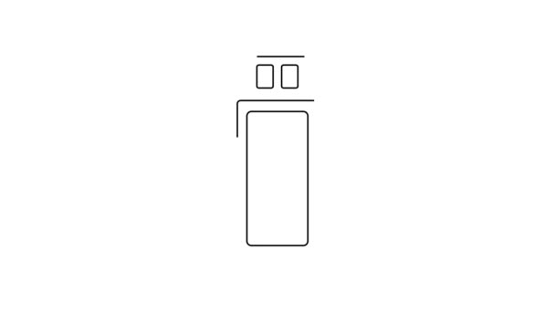 Black Line Usb Flash Drive Icon Isolated White Background Video — Stock Video