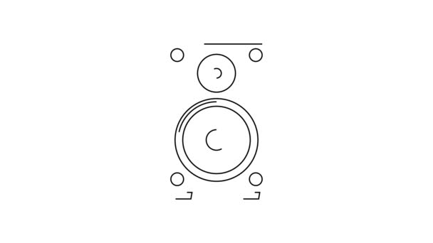 Black Line Stereo Speaker Icon Isolated White Background Sound System — Stock Video
