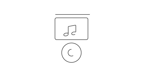 Czarna Linia Ikona Odtwarzacza Muzycznego Izolowana Białym Tle Przenośne Urządzenie — Wideo stockowe