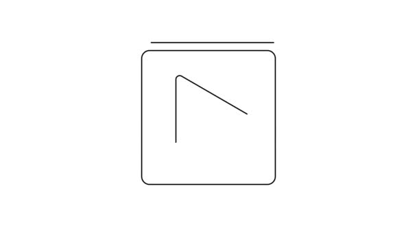 Schwarze Linie Play Quadratischen Symbol Isoliert Auf Weißem Hintergrund Video — Stockvideo