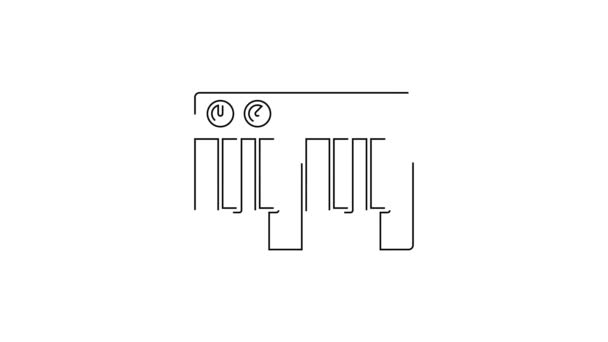 Czarna Linia Muzyka Syntezator Ikona Izolowane Białym Tle Elektroniczne Pianino — Wideo stockowe