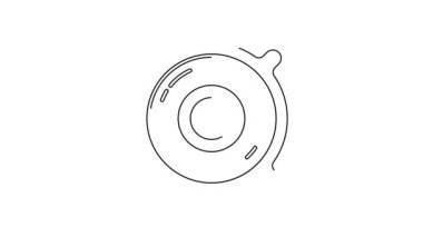 Siyah çizgi Stereo hoparlör simgesi beyaz arkaplanda izole edildi. Ses sistemi hoparlörleri. Müzik ikonu. Müzikal sütun hoparlörü. 4K Video hareketli grafik canlandırması.