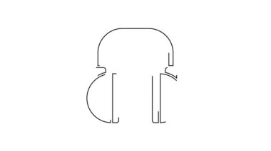 Siyah çizgi kulaklık simgesi beyaz arkaplanda izole edildi. Kulaklıklar. Müzik, hizmet, iletişim ve operatör konsepti. 4K Video hareketli grafik canlandırması.