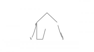 Siyah çizgi turist çadırı simgesi beyaz arka planda izole edildi. Kamp sembolü. 4K Video hareketli grafik canlandırması.