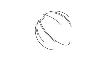 Beyaz arka planda siyah çizgi plaj topu ikonu izole edildi. 4K Video hareketli grafik canlandırması.