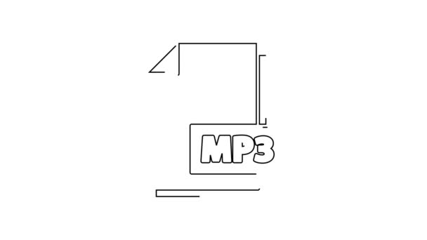 Черная Строка Файле Mp3 Иконка Кнопки Mp3 Выделена Белом Фоне — стоковое видео