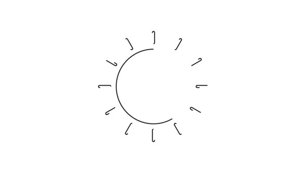 黒い線白色の背景に太陽のアイコンが孤立しています 夏のシンボル 晴れた日だ 4Kビデオモーショングラフィックアニメーション — ストック動画